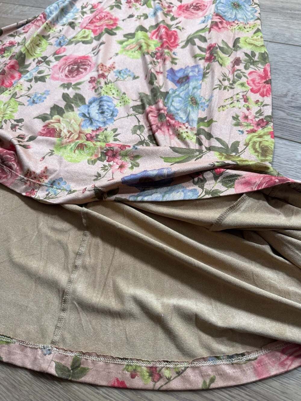 Peach Ice Floral Midi Dress Size S Pink Cottagecore Boho 3/4 Sleeve Maxi - Picture 7 of 14